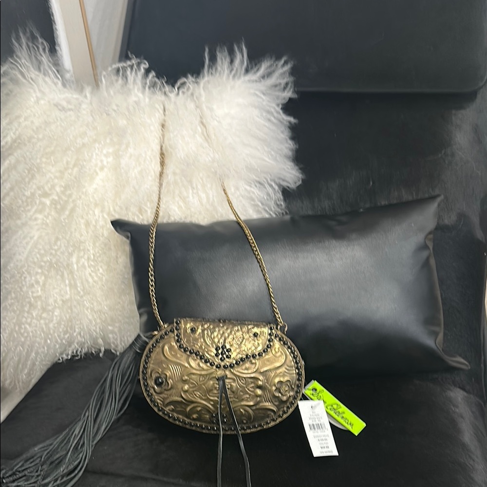 Elegant Gold Embossed Shoulder Bag